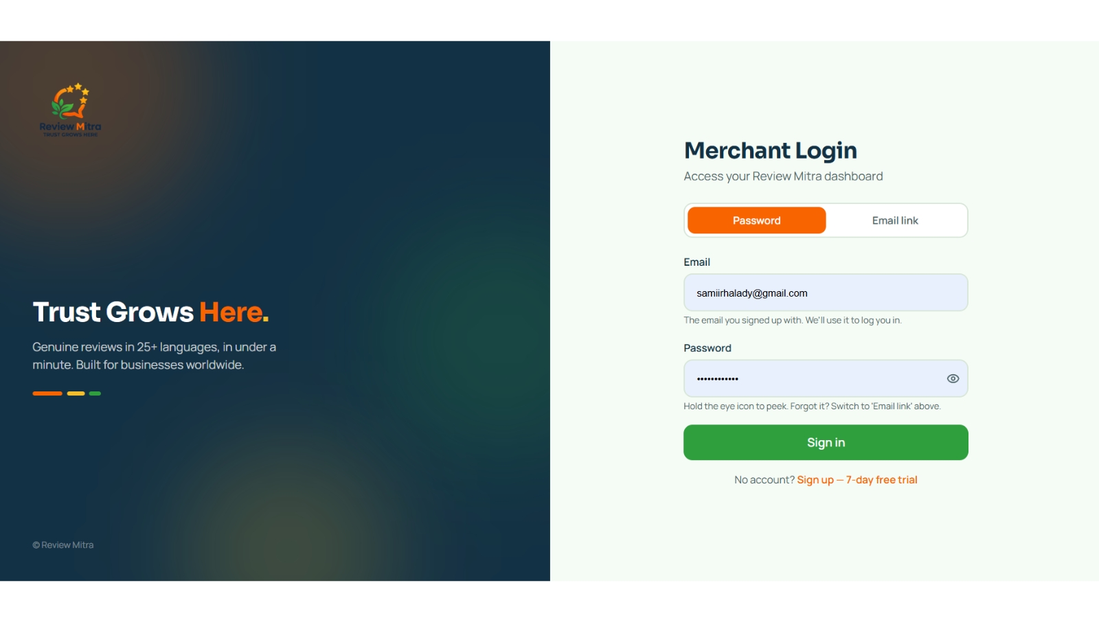 Slide 1: Login Screen password