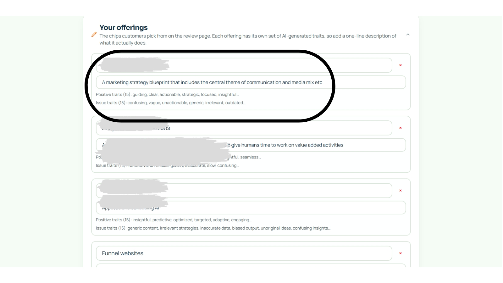 Slide 8: Define offerings and describe them